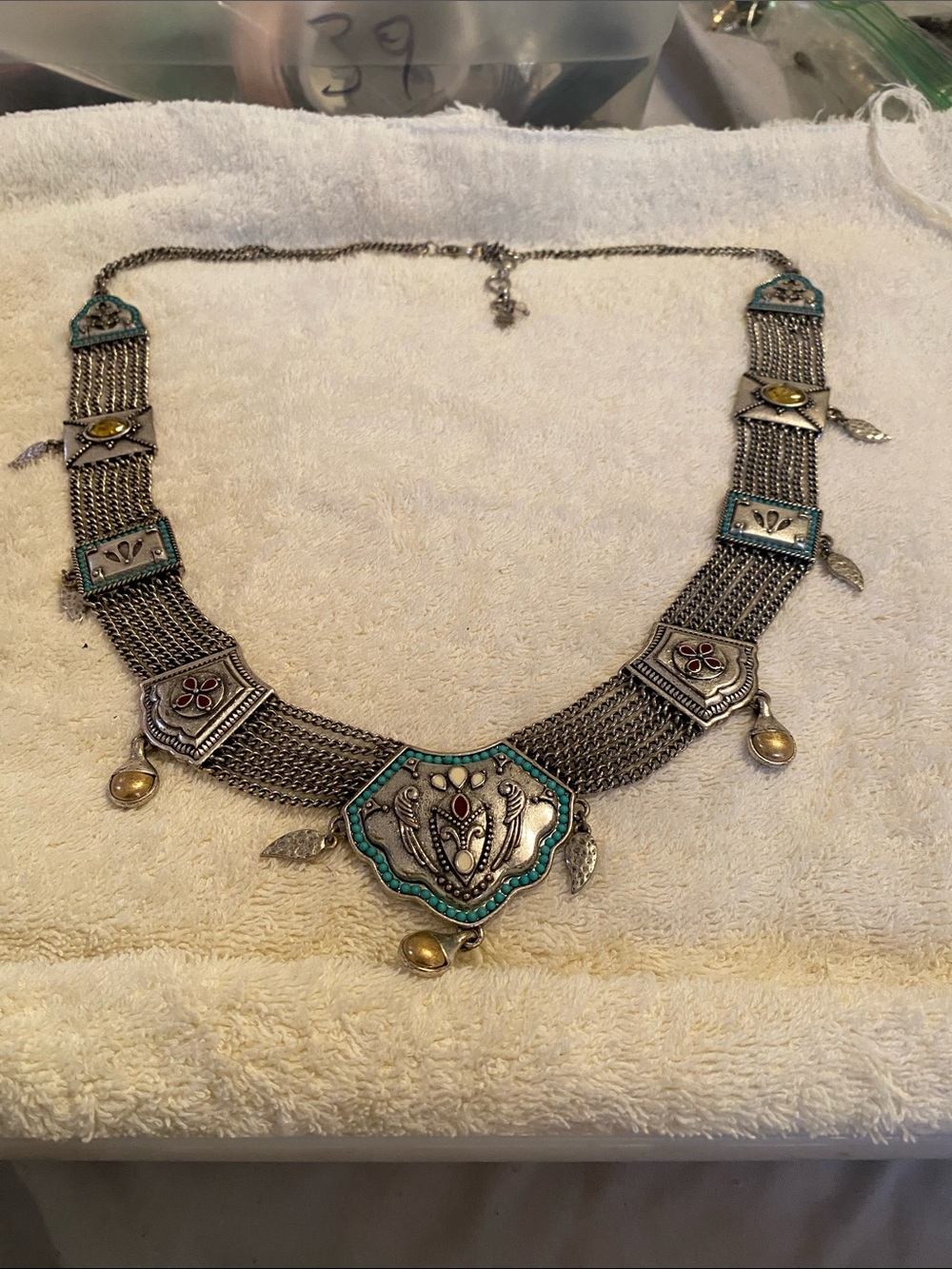 Lucky Brand Turquoise-Accented Silver Statement Necklace - Women Jewelry